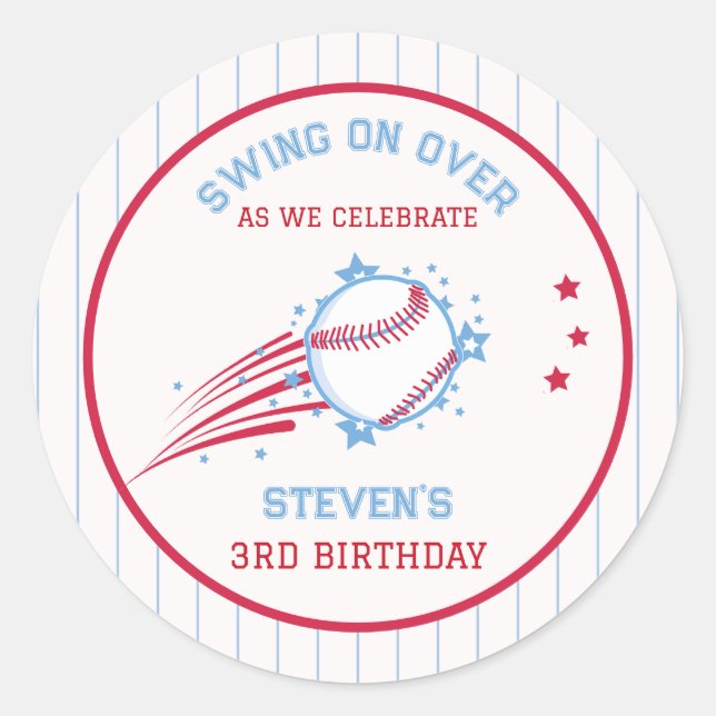 Baseball Sporty Birthday for Kids Classic Round Sticker (Front)