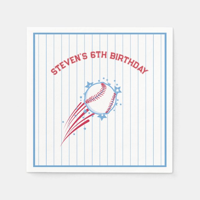 Baseball Sporty Birthday for Kids Napkin (Front)