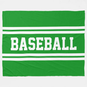 BASEBALL Sporty Bright Green White Racing Stripes Fleece Blanket