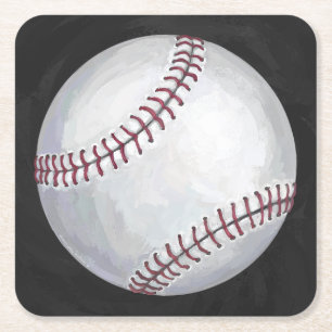 Baseball Square Paper Coaster