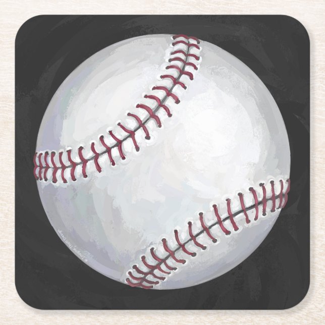 Baseball Square Paper Coaster (Front)