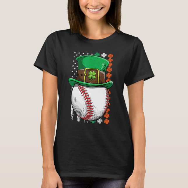 Baseball St Patricks Day Ball Leprechaun Hat Catch T-Shirt (Front)