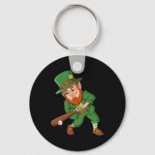 Baseball St Patricks Day Leprechaun Hitter Batter  Key Ring