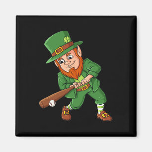 Baseball St Patricks Day Leprechaun Hitter Batter  Magnet