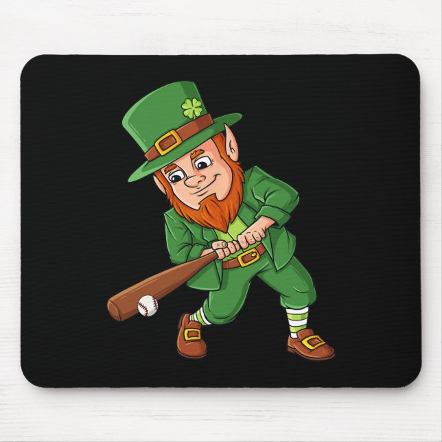 Baseball St Patricks Day Leprechaun Hitter Batter  Mouse Mat (Front)