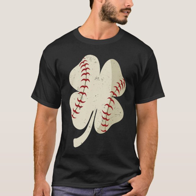 Baseball St Patricks Day Shamrock T-Shirt (Front)