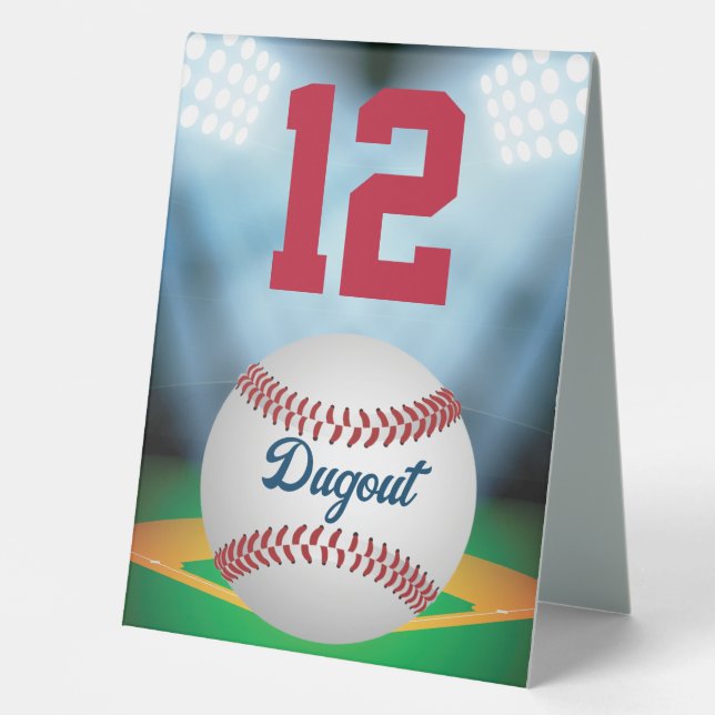 Baseball Stadium Bar Mitzvah Table Number (Front)