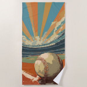 Baseball Stadium Retro Beach Towel