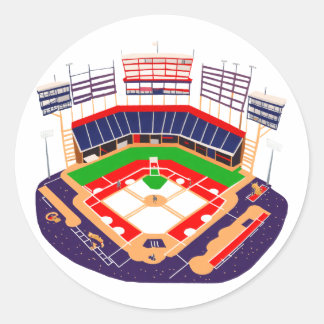 Baseball Stadium with a Full Crowd Classic Round Sticker