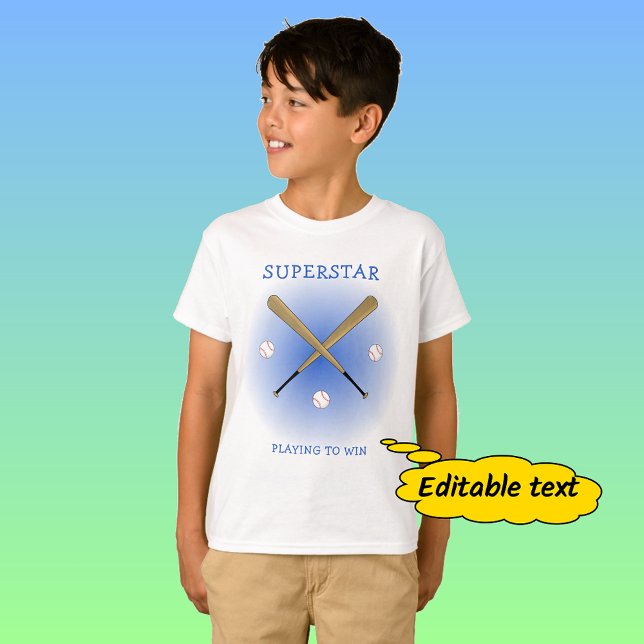 Baseball star custom text crossed bats T-Shirt (Creator Uploaded)