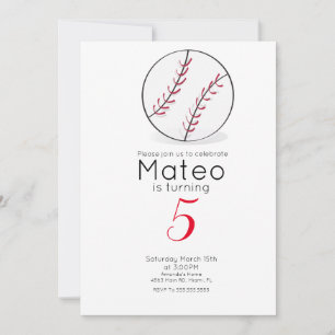 Baseball Stars Birthday Party Invitation