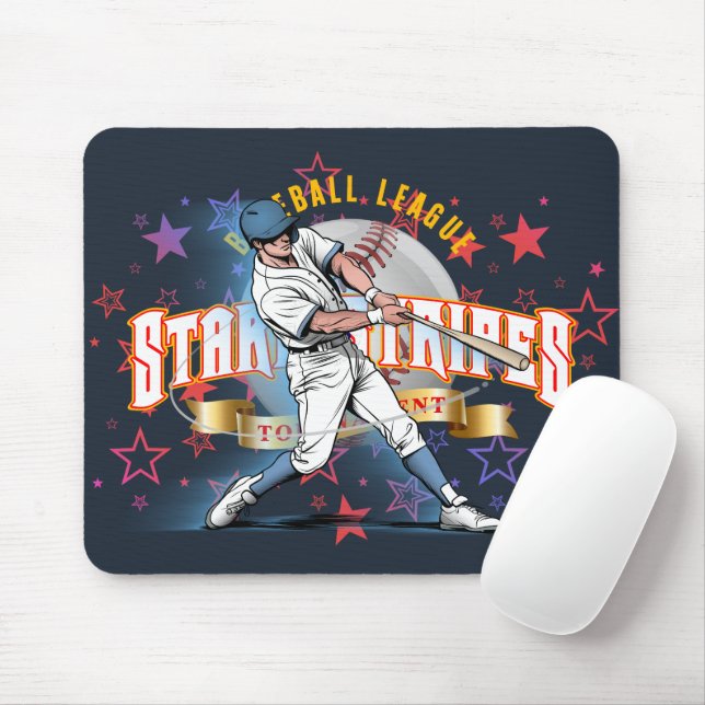 Baseball Stars & Stripes (Dark mode) | Mouse Mat (With Mouse)