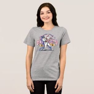 Baseball Stars & Stripes Women Tri-Blend Shirt