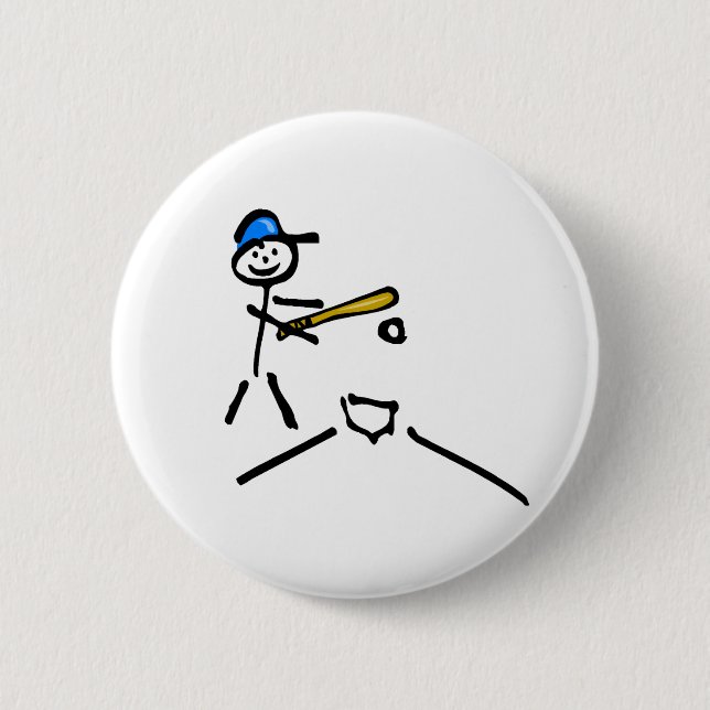 Baseball Stick Figure 6 Cm Round Badge (Front)