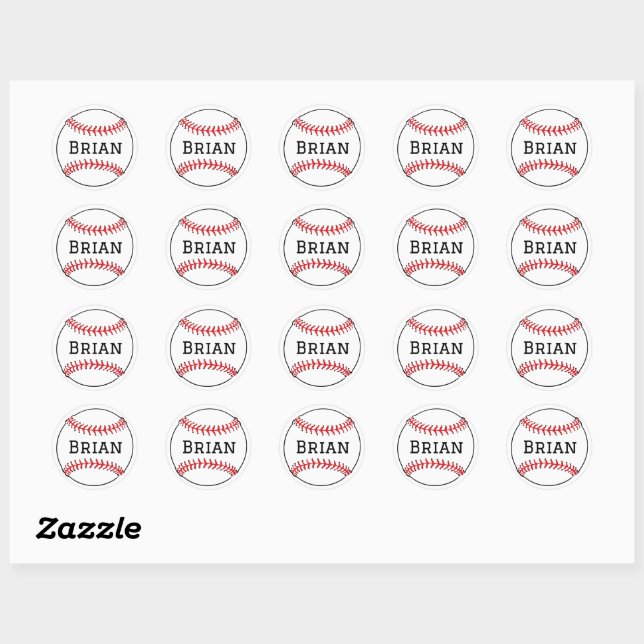 Baseball Stickers with Name (Sheet)