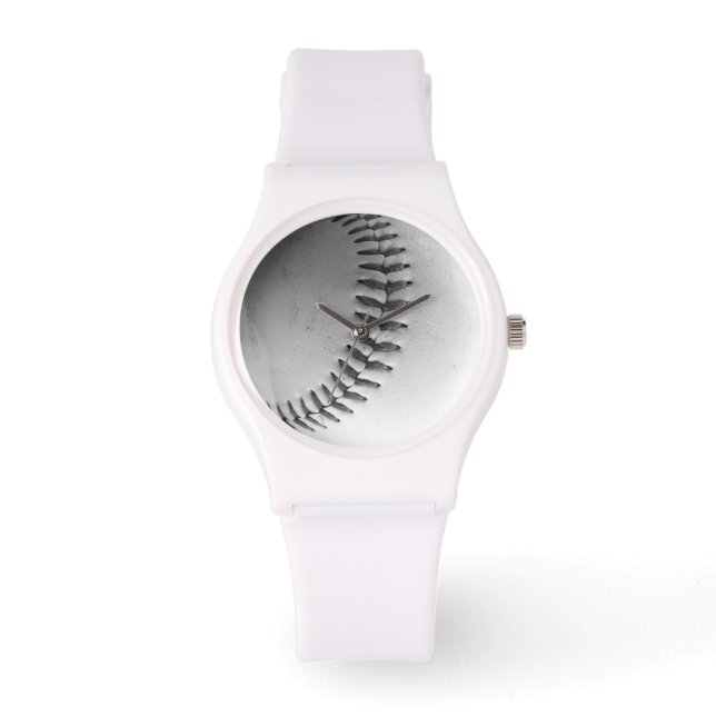 Baseball Stitches (black and white) Watch (Front)