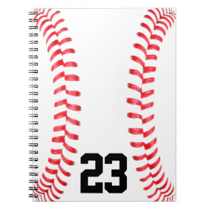 Baseball Stitches & Custom Jersey Number Notebook