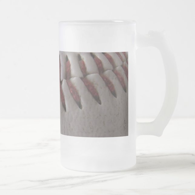 Baseball Stitches Frosted Glass Beer Mug (Right)