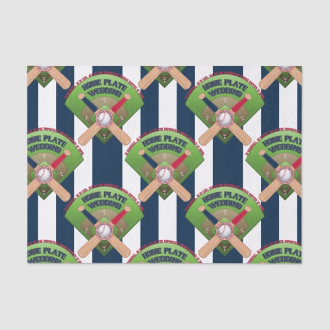 Baseball Stitches Home Plate Wedding 3-TISSUE WRAP Tissue Paper (Front)