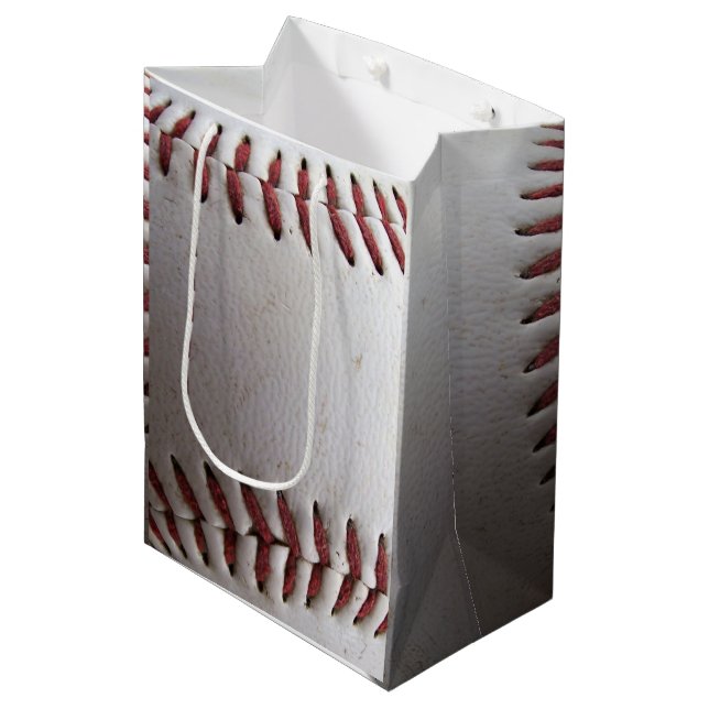 Baseball Stitches Red Medium Gift Bag (Front Angled)