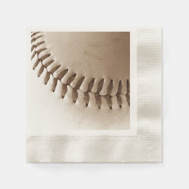Baseball Stitches Rustic Napkin (Front)