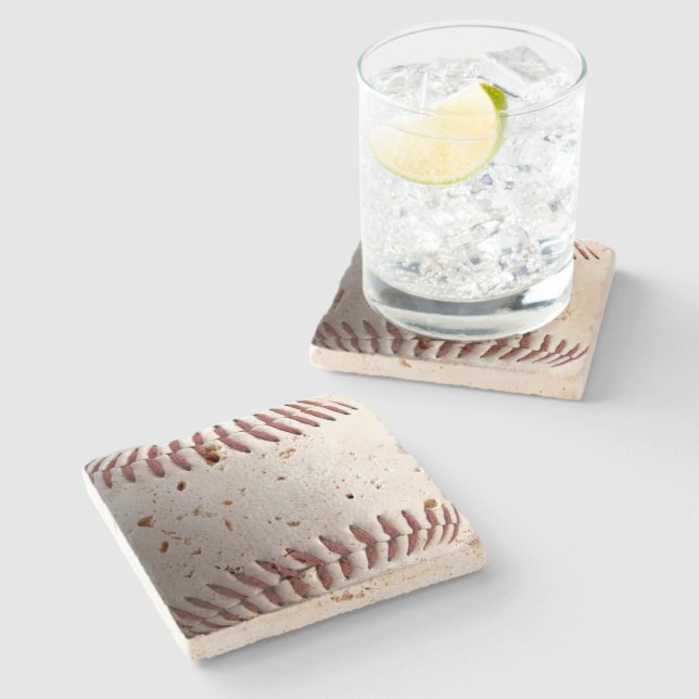 Baseball Stitches Sports Photography Stone Coaster (Side)