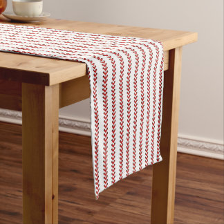 Baseball Stitches Vertical Stripes Pattern Art Short Table Runner