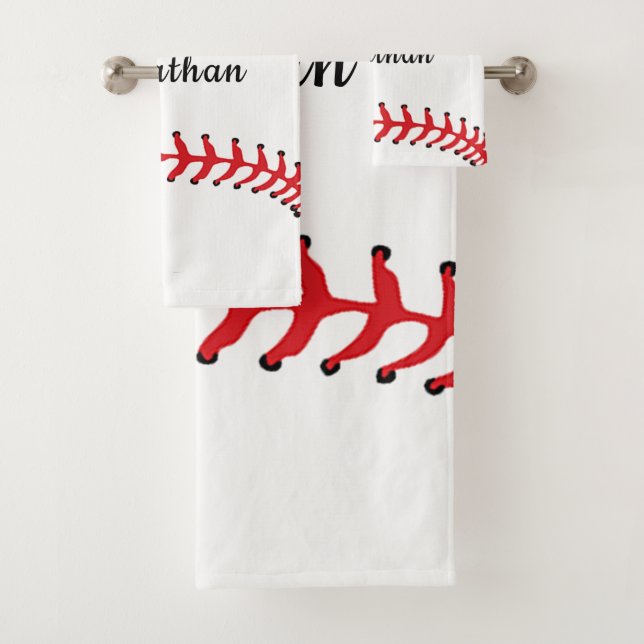Baseball Stitching Design Bath Towel Set (Insitu)
