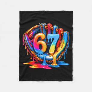Baseball Stuff Six Seven 67 Ice Cream Drip 6 7 Bas Fleece Blanket
