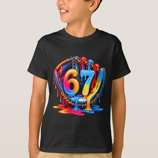 Baseball Stuff Six Seven 67 Ice Cream Drip 6 7 Bas T-Shirt (Front)