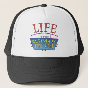 Baseball-style hat to promote life.
