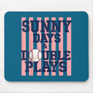 Baseball sunny days double plays girly game day mouse mat