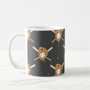 Baseball Symbols - Seamless Pattern on Dark   Coffee Mug