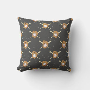 Baseball Symbols - Seamless Pattern on Dark  Cushion