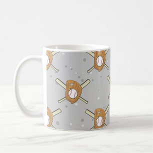 Baseball Symbols - Seamless Pattern on Grey  Coffee Mug
