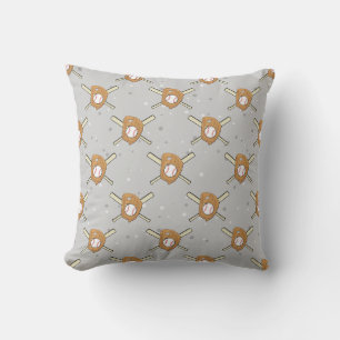 Baseball Symbols - Seamless Pattern on Grey Cushion