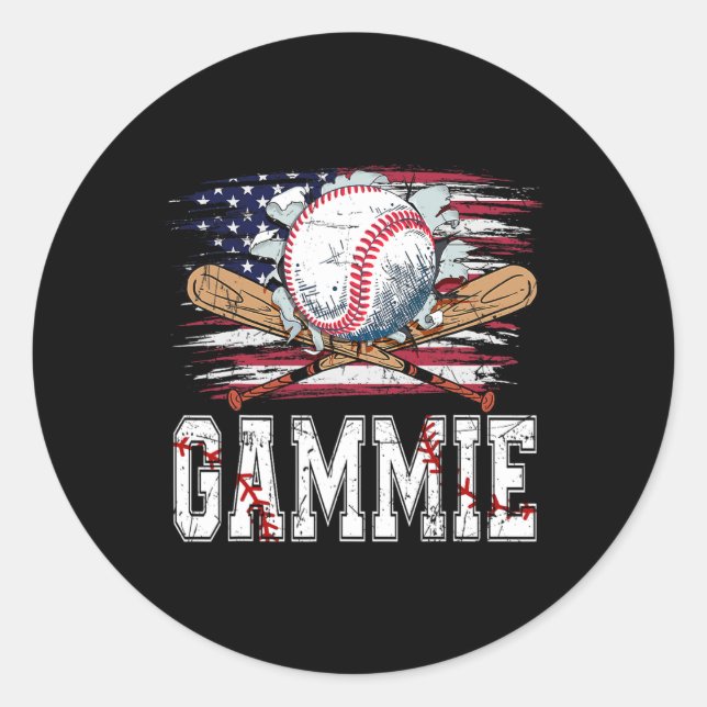 Baseball T-ball Gammie American Flag Proud Ball Ga Classic Round Sticker (Front)