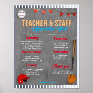 Baseball Teacher Staff Appreciation template Poster