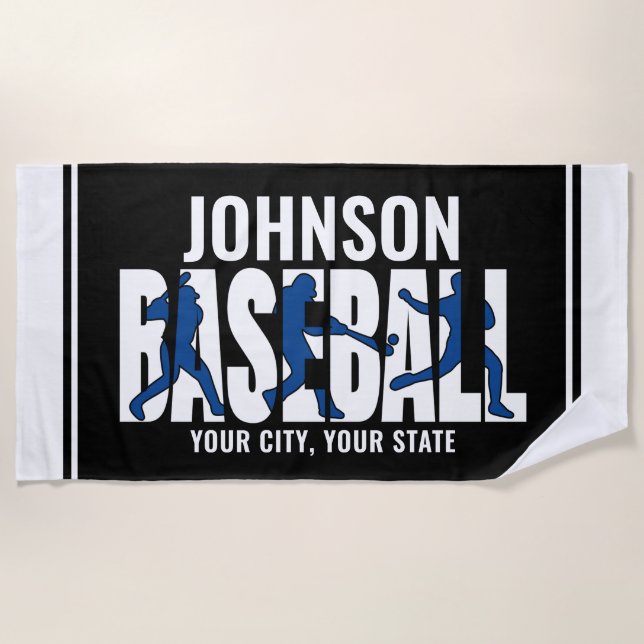 Baseball Team ADD NAME Champion Game Player Beach Towel (Front)