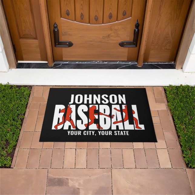 Baseball Team ADD NAME Champion Game Player Doormat (Outdoor)