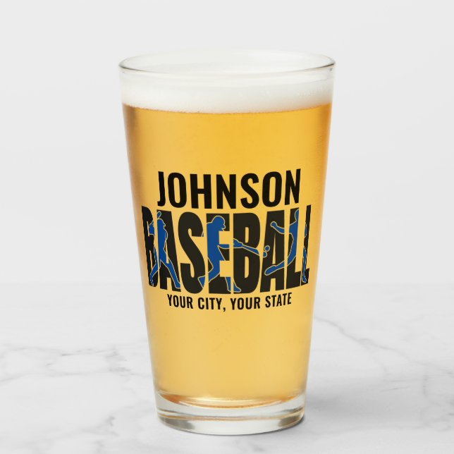 Baseball Team ADD NAME Champion Game Player Glass (Front Filled)
