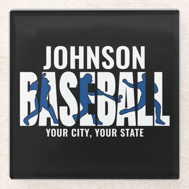 Baseball Team ADD NAME Champion Game Player Glass Coaster (Front)