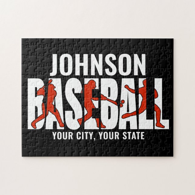 Baseball Team ADD NAME Champion Game Player Jigsaw Puzzle (Horizontal)