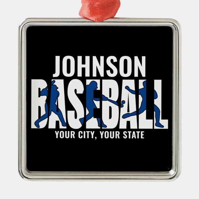 Baseball Team ADD NAME Champion Game Player Metal Tree Decoration (Front)