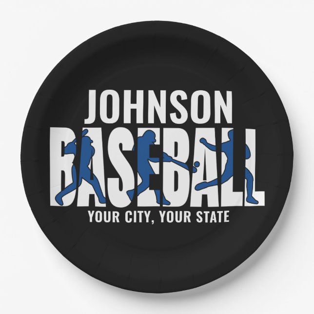 Baseball Team ADD NAME Champion Game Player Paper Plate (Front)