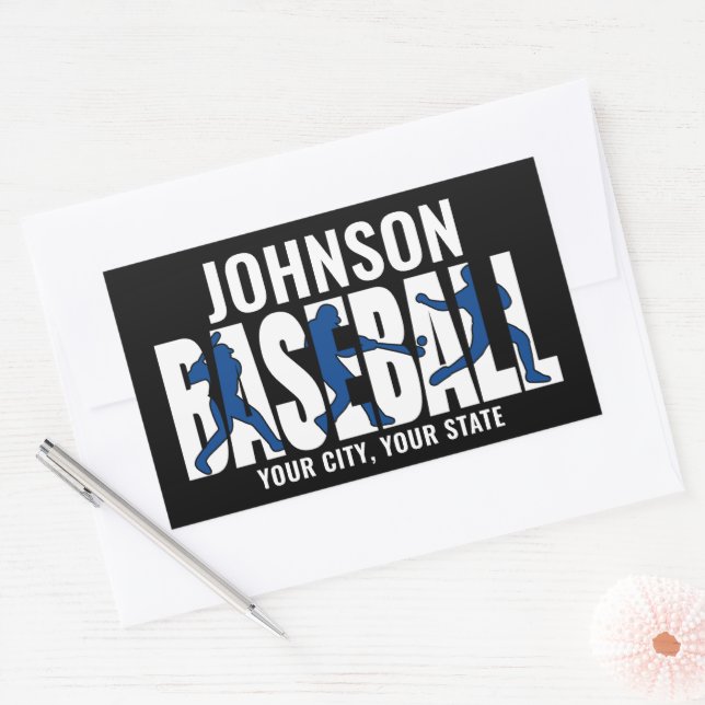 Baseball Team ADD NAME Champion Game Player Rectangular Sticker (Envelope)