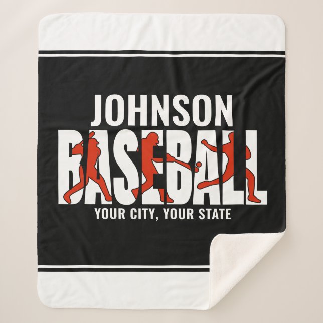 Baseball Team ADD NAME Champion Game Player Sherpa Blanket (Front)