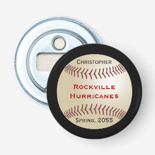 Baseball Team, Blue, Name, magnetic button Bottle Opener