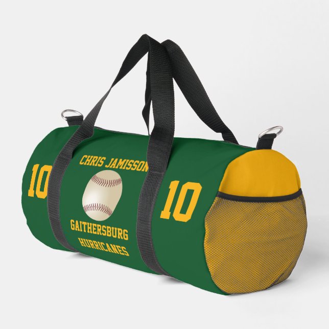 Baseball Team, Coach or Player Green Personalised Duffle Bag (Right Corner)