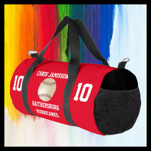Baseball Team, Coach or Player Red Personalised Duffle Bag